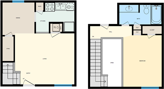 One Bedroom / One Bath - Townhome -754 Sq.Ft.*